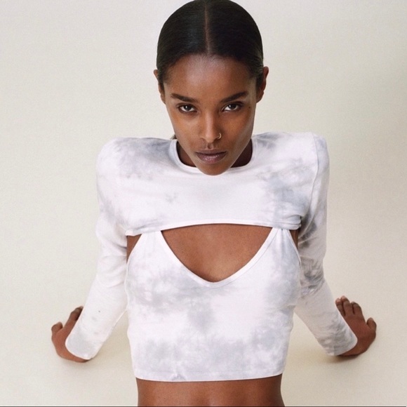 Zara TIE-DYE cropped top and arm-warmer - Picture 2 of 4